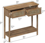 Boho Rattan Console Table with 2 Drawers 2