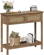Boho Rattan Console Table with 2 Drawers 2