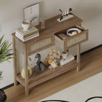 Boho Rattan Console Table with 2 Drawers 2