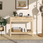 Boho Rattan Console Table with 2 Drawers 2