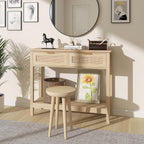Boho Rattan Console Table with 2 Drawers 2