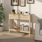 Boho Rattan Console Table with 2 Drawers 2