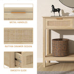 Boho Rattan Console Table with 2 Drawers 2