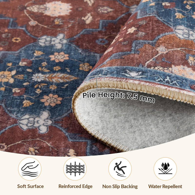 Boho Rugs Living Room Vintage Washable
