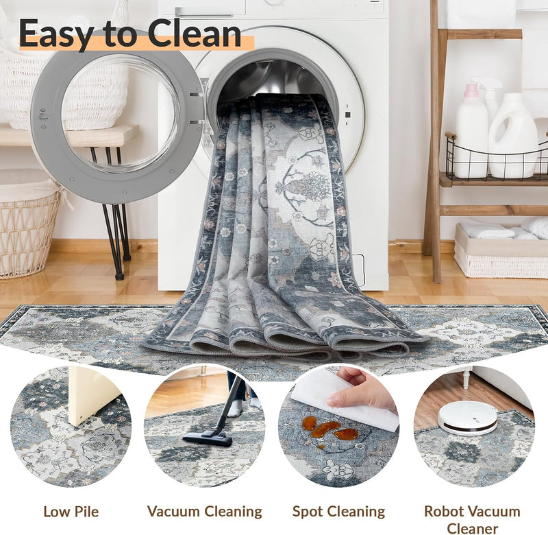 Boho Rugs Living Room Vintage Washable