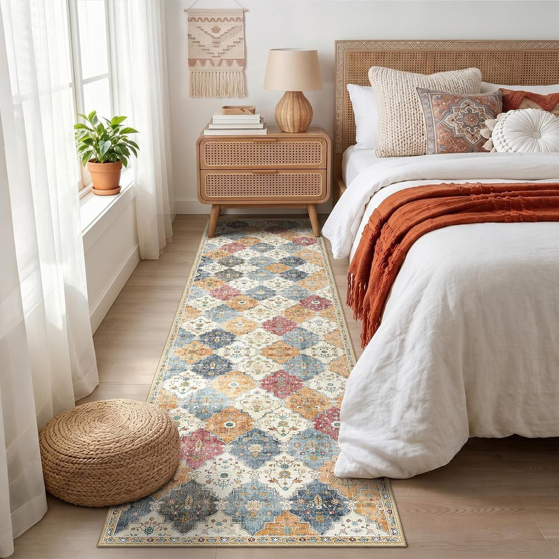 Boho Rugs Living Room Vintage Washable