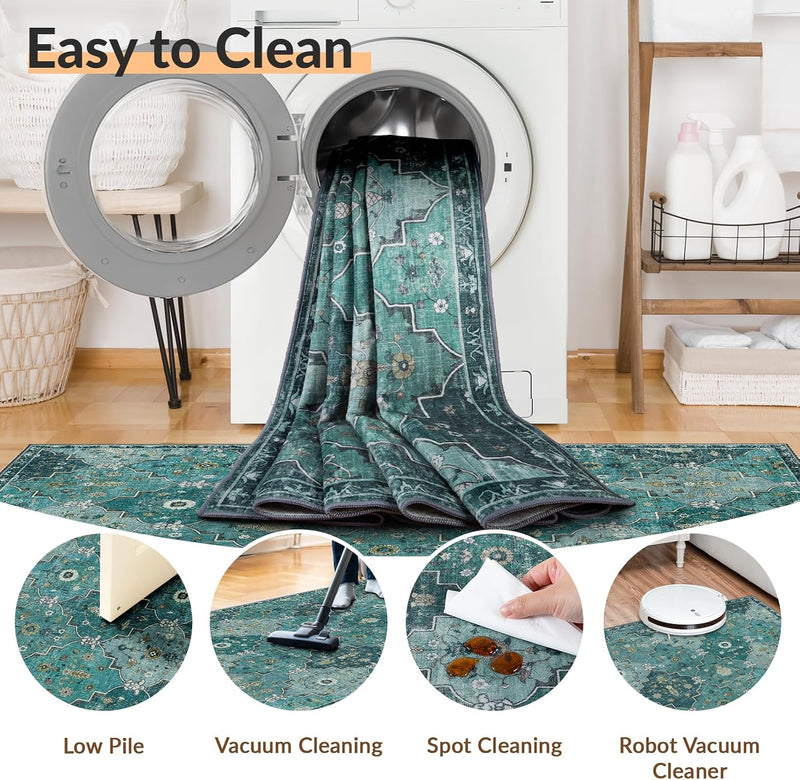 Boho Rugs Living Room Vintage Washable