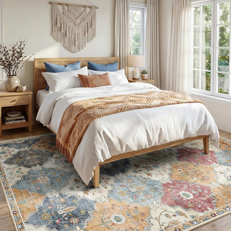 Boho Rugs Living Room Vintage Washable