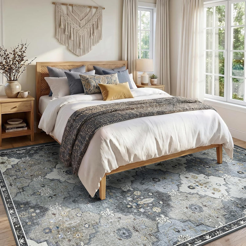 Boho Rugs Living Room Vintage Washable