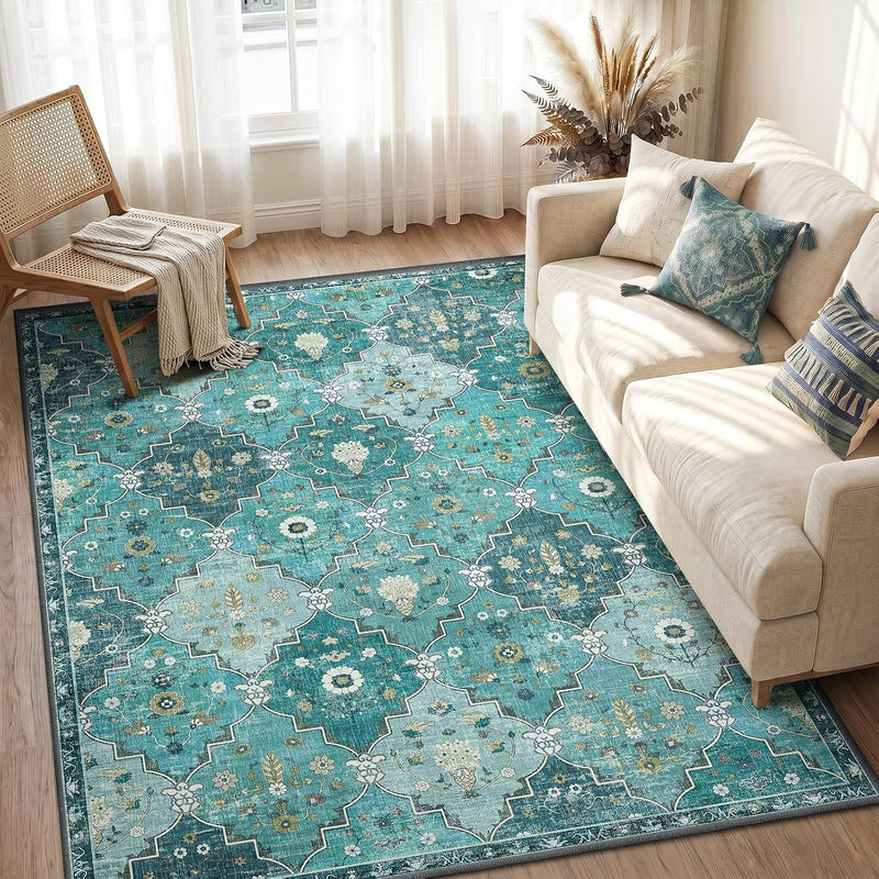 Boho Rugs Living Room Vintage Washable