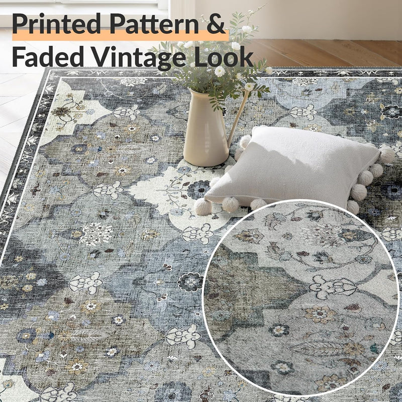 Boho Rugs Living Room Vintage Washable
