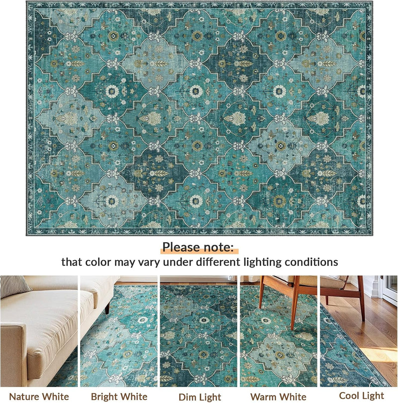 Boho Rugs Living Room Vintage Washable