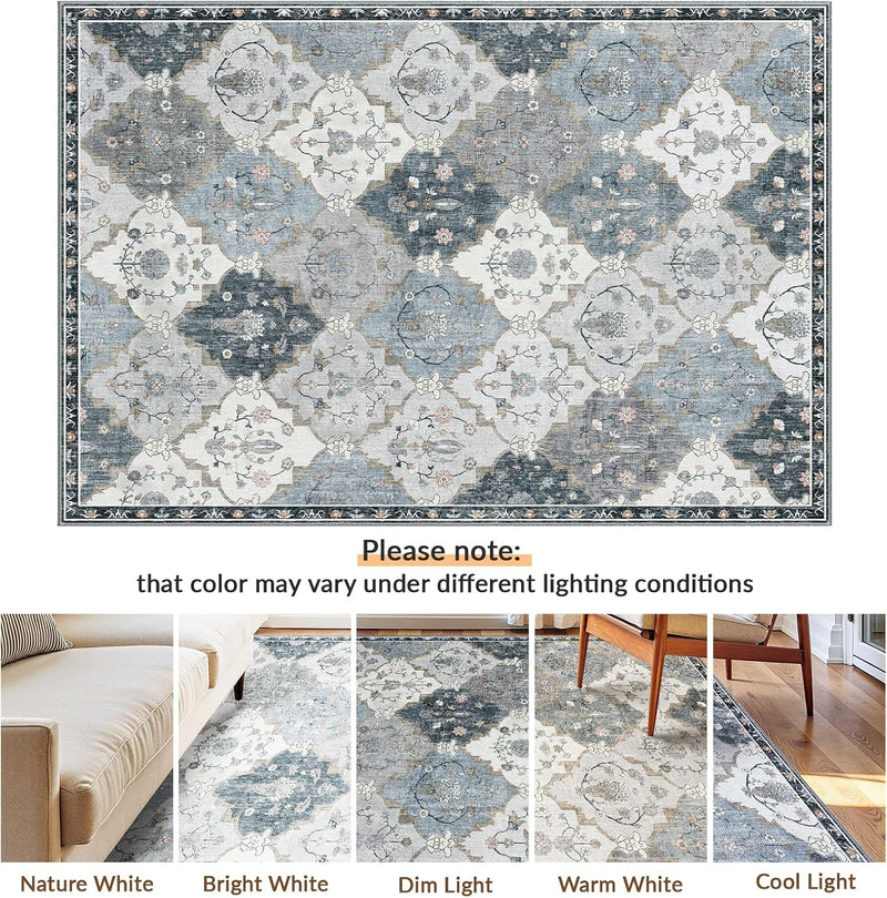 Boho Rugs Living Room Vintage Washable