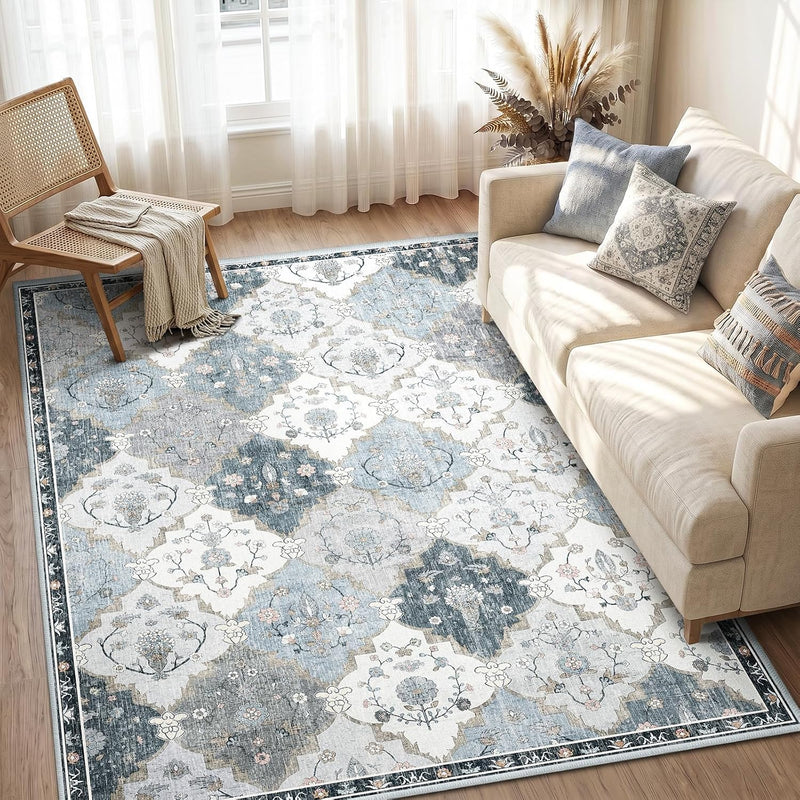Boho Rugs Living Room Vintage Washable