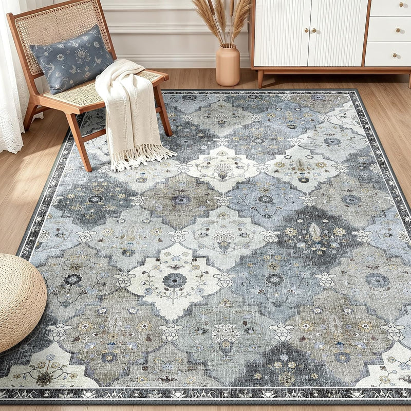Boho Rugs Living Room Vintage Washable