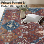 Boho Rugs Living Room Vintage Washable