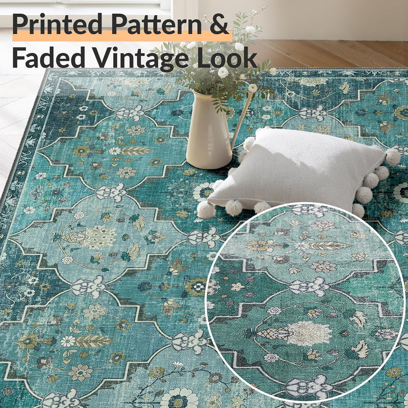 Boho Rugs Living Room Vintage Washable