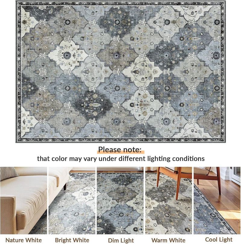 Boho Rugs Living Room Vintage Washable