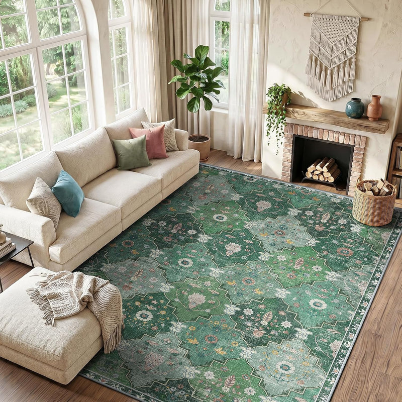 Boho Rugs Living Room Vintage Washable