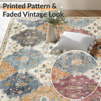Boho Rugs Living Room Vintage Washable
