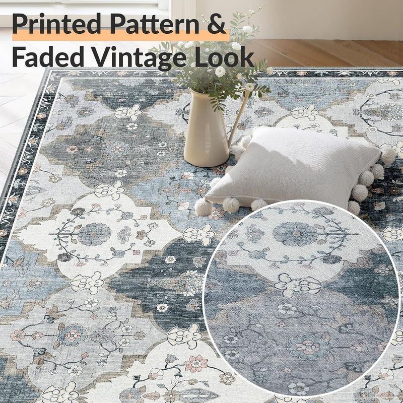 Boho Rugs Living Room Vintage Washable