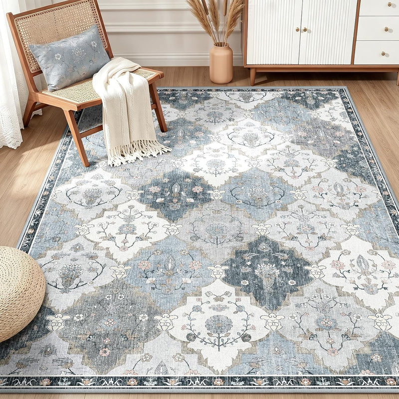 Boho Rugs Living Room Vintage Washable