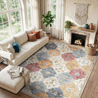 Boho Rugs Living Room Vintage Washable