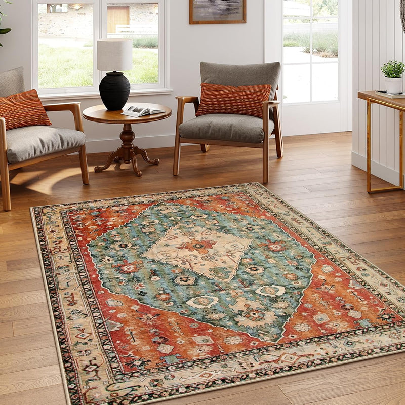 Boho Tribal Area Rug Large Washable Living