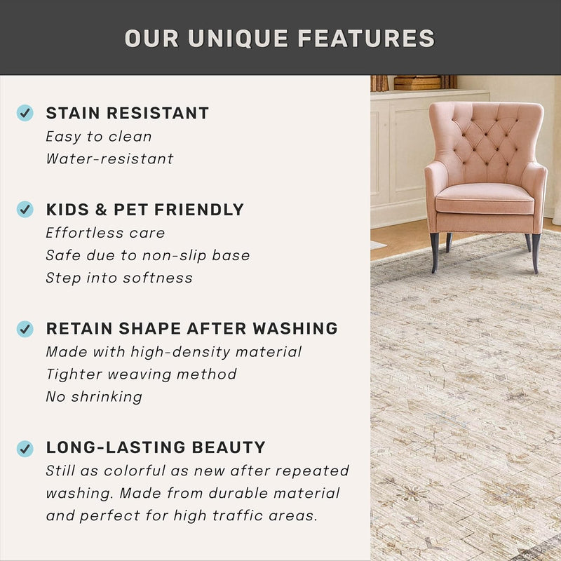 Boho Washable Extra Long Hallway Runner Rug