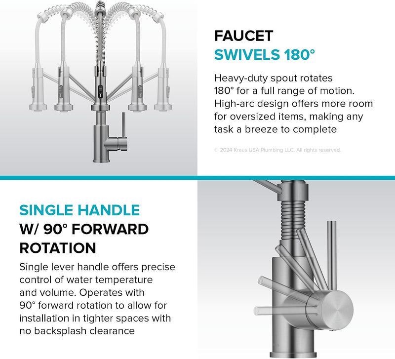 Bolden 18-Inch Commercial Kitchen Faucet with Dual Function