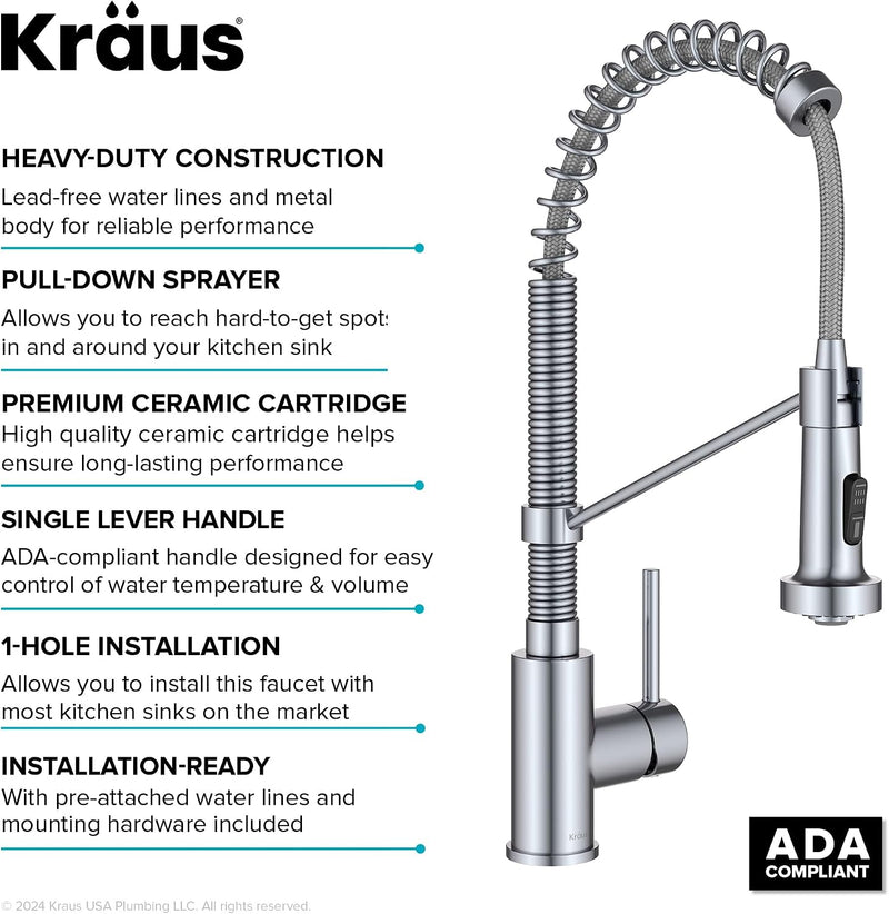 Bolden 18-Inch Commercial Kitchen Faucet with Dual Function