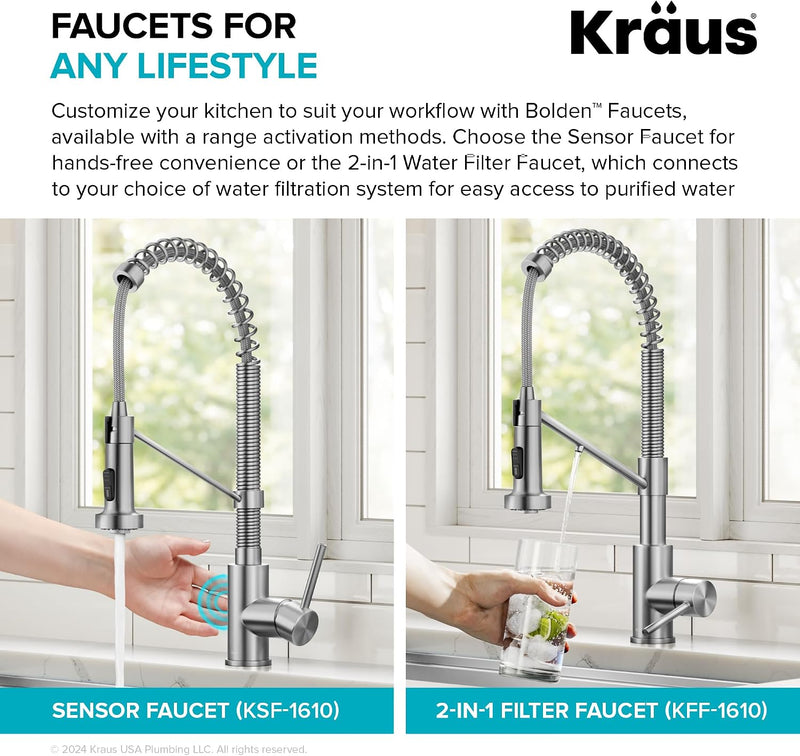 Bolden 18-Inch Commercial Kitchen Faucet with Dual Function