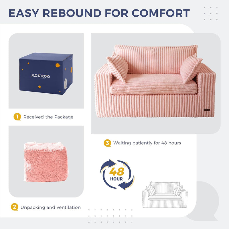Boneless Couch Deep Loveseat Foam-Filled Seating for Two