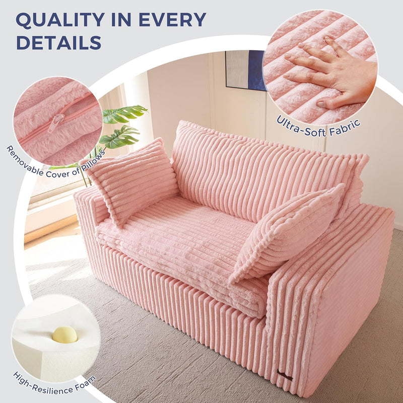Boneless Couch Deep Loveseat Foam-Filled Seating for Two