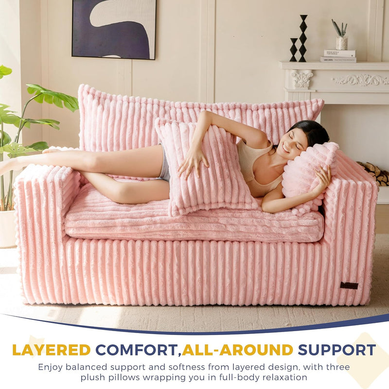 Boneless Couch Deep Loveseat Foam-Filled Seating for Two
