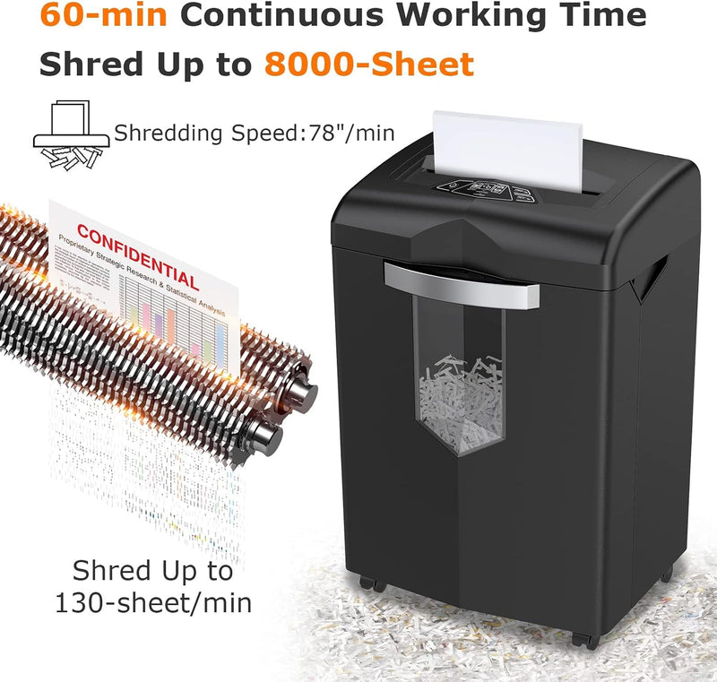 18-Sheet Cross-Cut Heavy Duty Paper Shredder 60-Min Runtime
