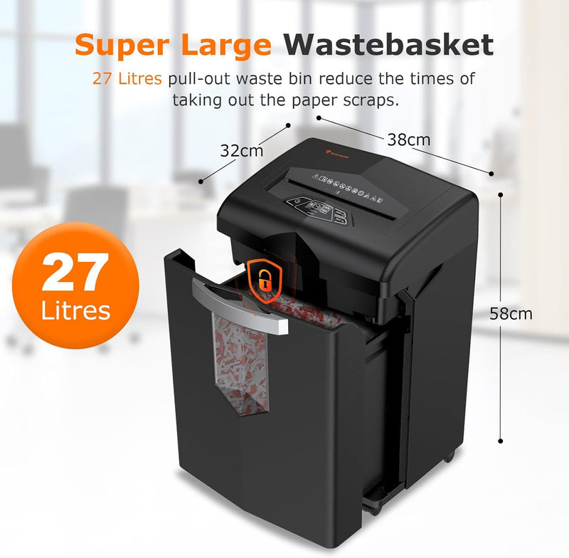 18-Sheet Cross-Cut Heavy Duty Paper Shredder 60-Min Runtime