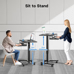 65 X 45CM Two-Tier Mobile Computer Workstation