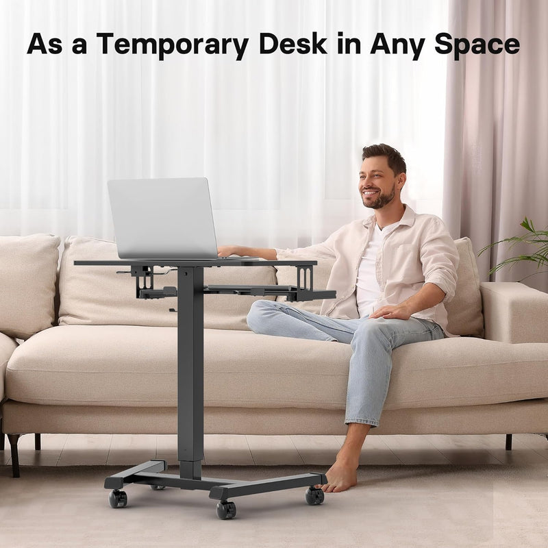65 X 45CM Two-Tier Mobile Computer Workstation