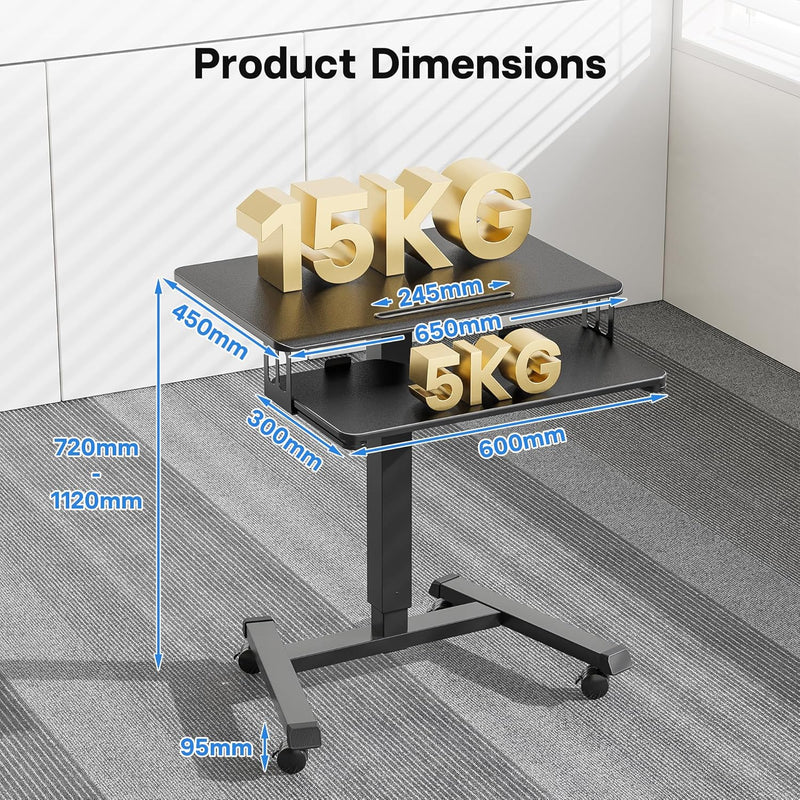 65 X 45CM Two-Tier Mobile Computer Workstation
