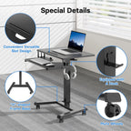 65 X 45CM Two-Tier Mobile Computer Workstation