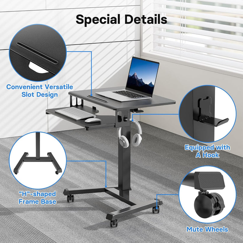 65 X 45CM Two-Tier Mobile Computer Workstation