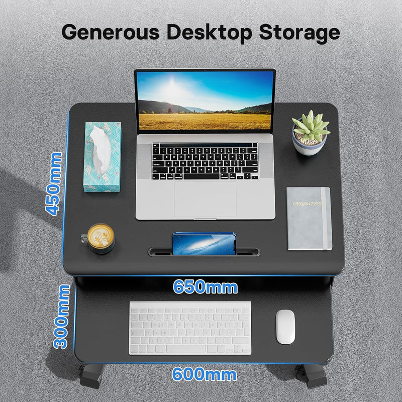 65 X 45CM Two-Tier Mobile Computer Workstation