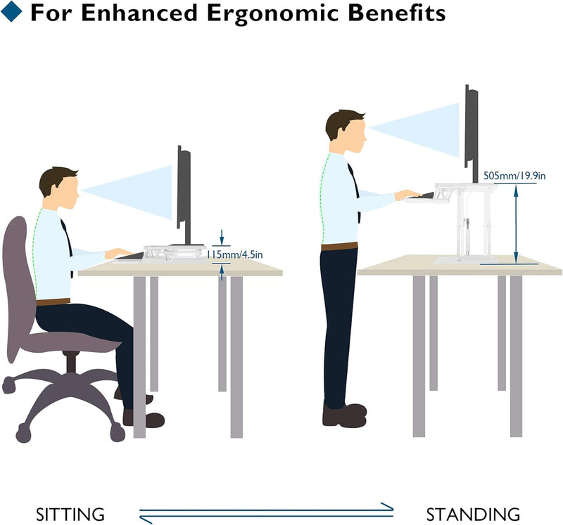 80CM Standing Desk Converter Dual-Tier Height Riser 15KG