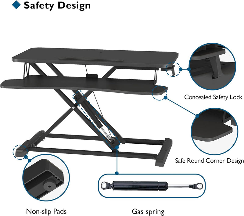80CM Standing Desk Converter Dual-Tier Height Riser 15KG