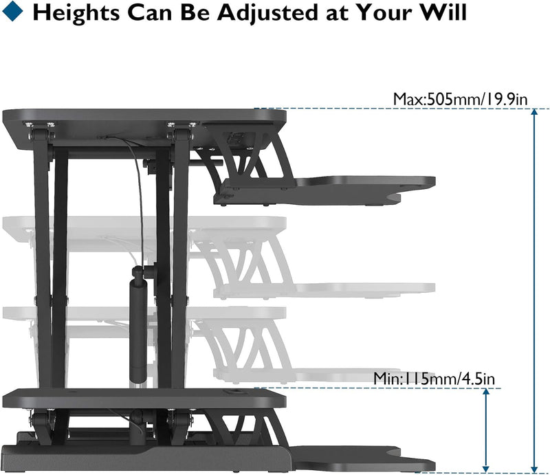 80CM Standing Desk Converter Dual-Tier Height Riser 15KG