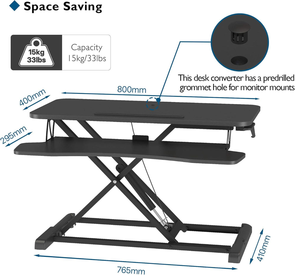 80CM Standing Desk Converter Dual-Tier Height Riser 15KG