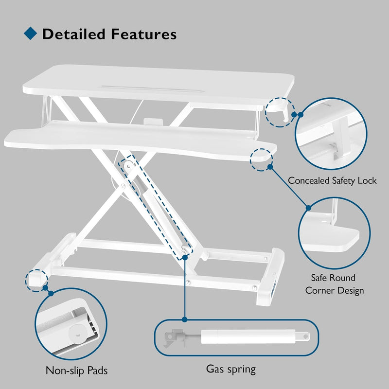 80CM Standing Desk Converter Dual-Tier Height Riser 15KG