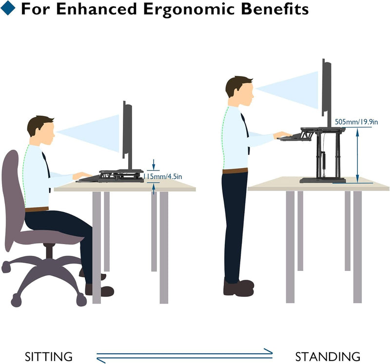 80CM Standing Desk Converter Dual-Tier Height Riser 15KG