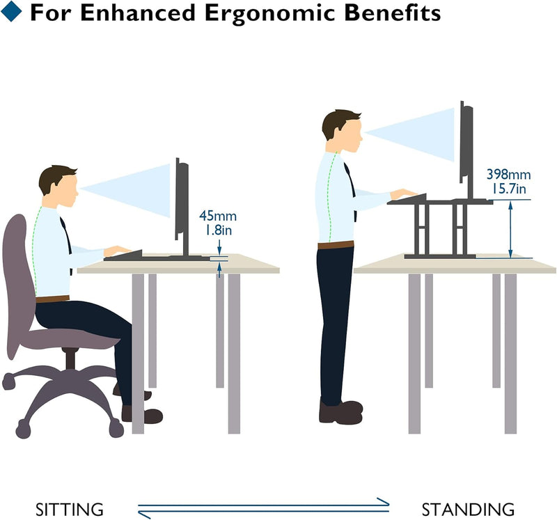 Standing Desk Converter 67x47CM Height Adjustable Sit Stand